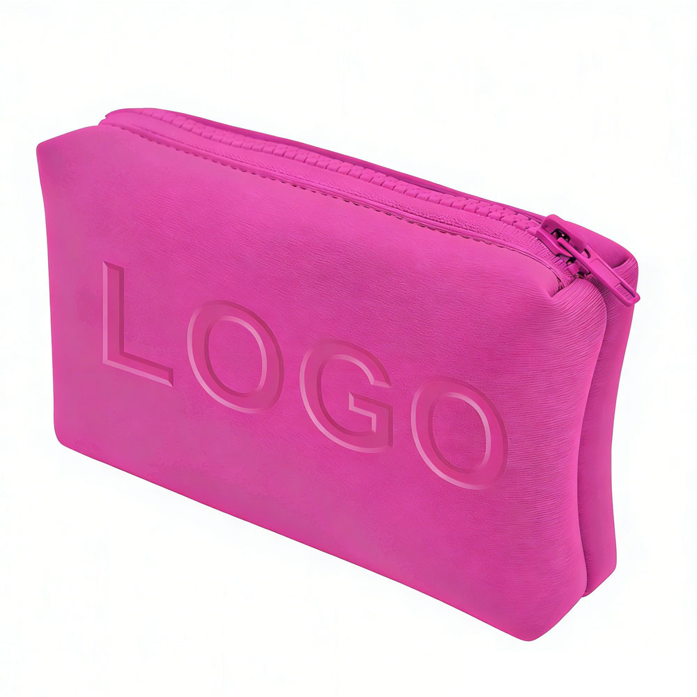 Neoprene Waterproof Travel Cosmetic Bags Printing Logo Pink Organizer Luxury Makeup Custom Zipper Woman Makeup Bag