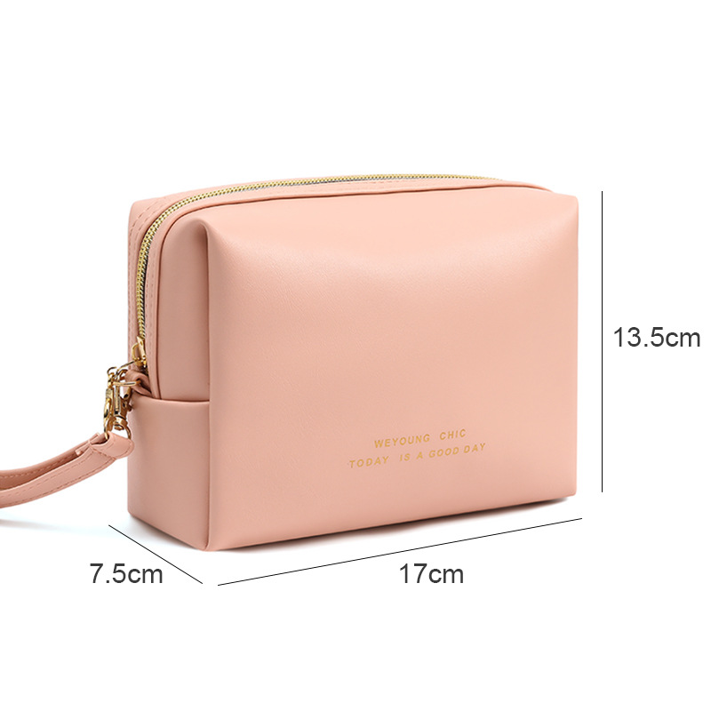 Custom Logo Luxury PU Leather Waterproof Travel Makeup Bag Large Capacity Fashionable Portable Zipper Cosmetics Storage Bag