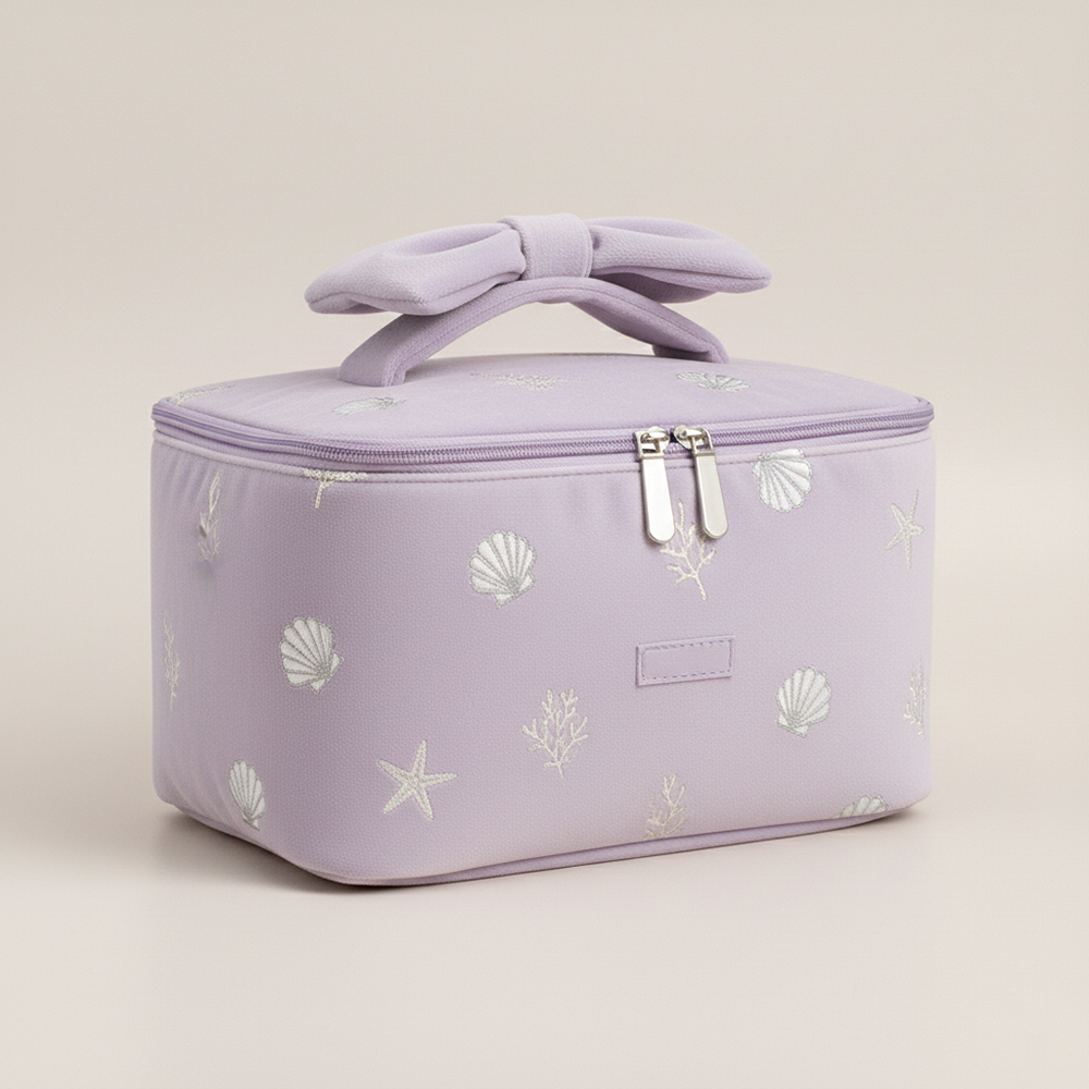 New Fashion Embroidery Star Velvet Cosmetic Bag Large Capacity Celestial Travel Vanity Case with Handle