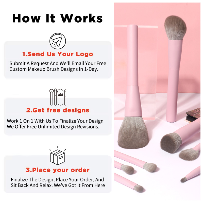 Synthetic Hair Professional Private Label 8pcs Eco-friendly Makeup Brush Set Soft Vegan Bristles with Portable Pouch