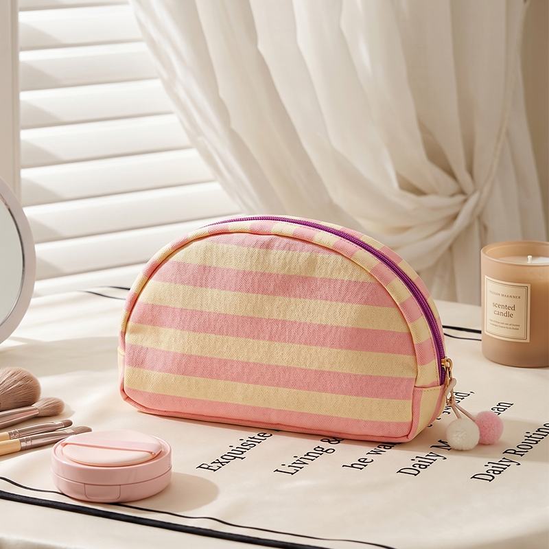 OEM Waterproof PVC Cosmetic Tote Bag Set Striped Gift Bag for Beauty Brands with Zipper