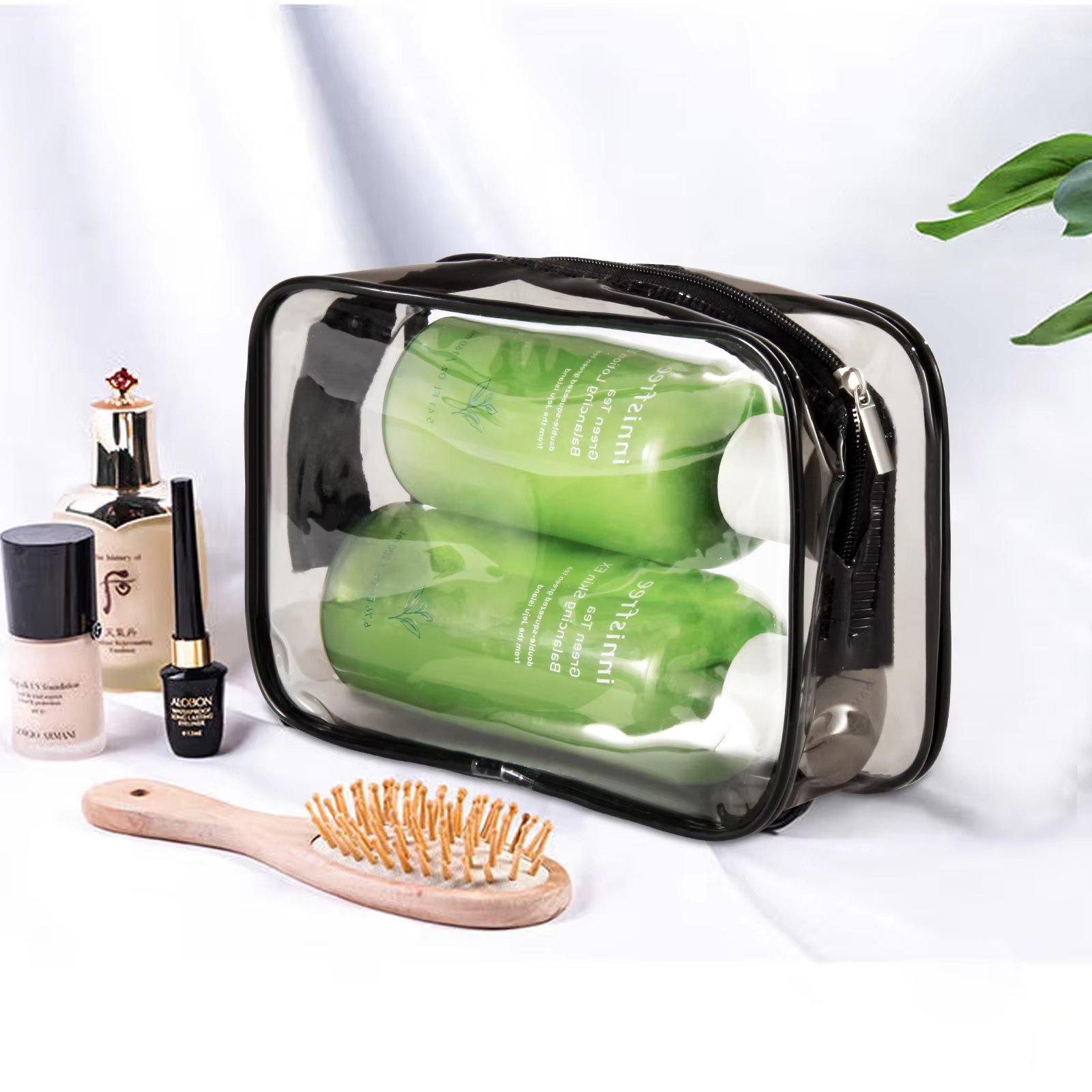 Hot Sale Custom Logo Portable Transparent PVC Cosmetic Bag Travel Toiletry Storage Bag Waterproof Makeup Bag with Zipper