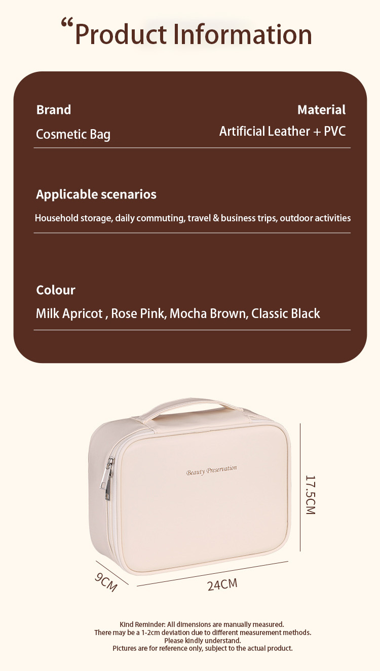 Custom Logo Fashion Outdoor Large Makeup Bag Multifunctional Zipper PU Soft Handle Waterproof Travel for Organizer