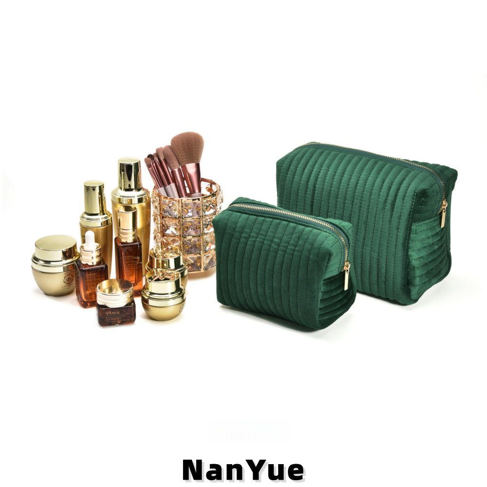 New Quilted Velvet Jewelry Box Custom Logo Fashion Ladies Cosmetic Storage Pouch Portable Travel Toiletry Organizer Makeup Bag