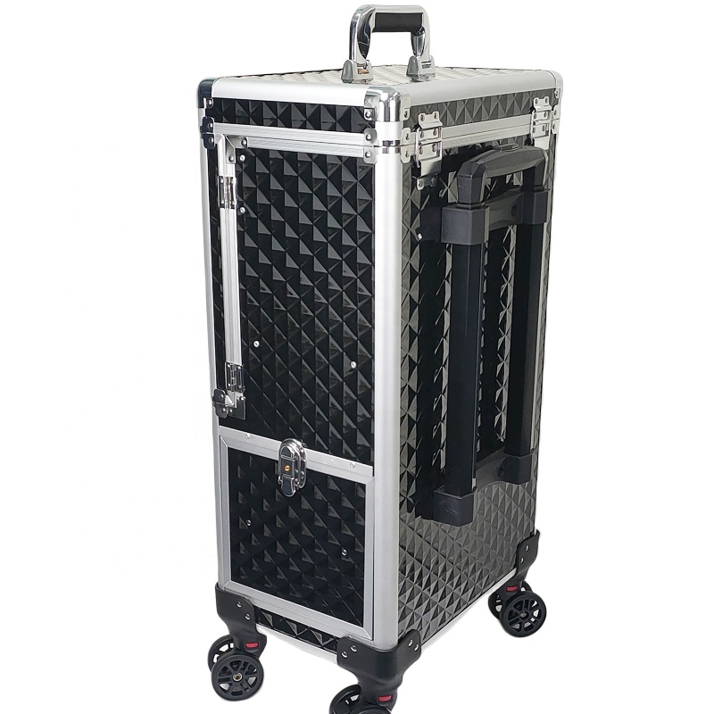 New Design Professional Makeup Trolley Case Rolling Makeup Train Case Hair Stylist Salon Barber Case For Nail Tech Hairstylist
