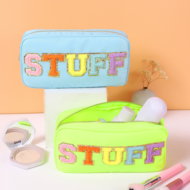 Spot Wholesale Women Casual Large Capacity Storage Bags Waterproof Nylon Letter Cosmetic Bag with Customizable