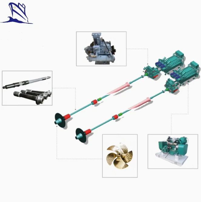 Sistema de Propulsão Marinha ABS/BV/CCS com Motor Diesel, Redutor, Eixo de Cauda, Eixo de Direção e Hélice