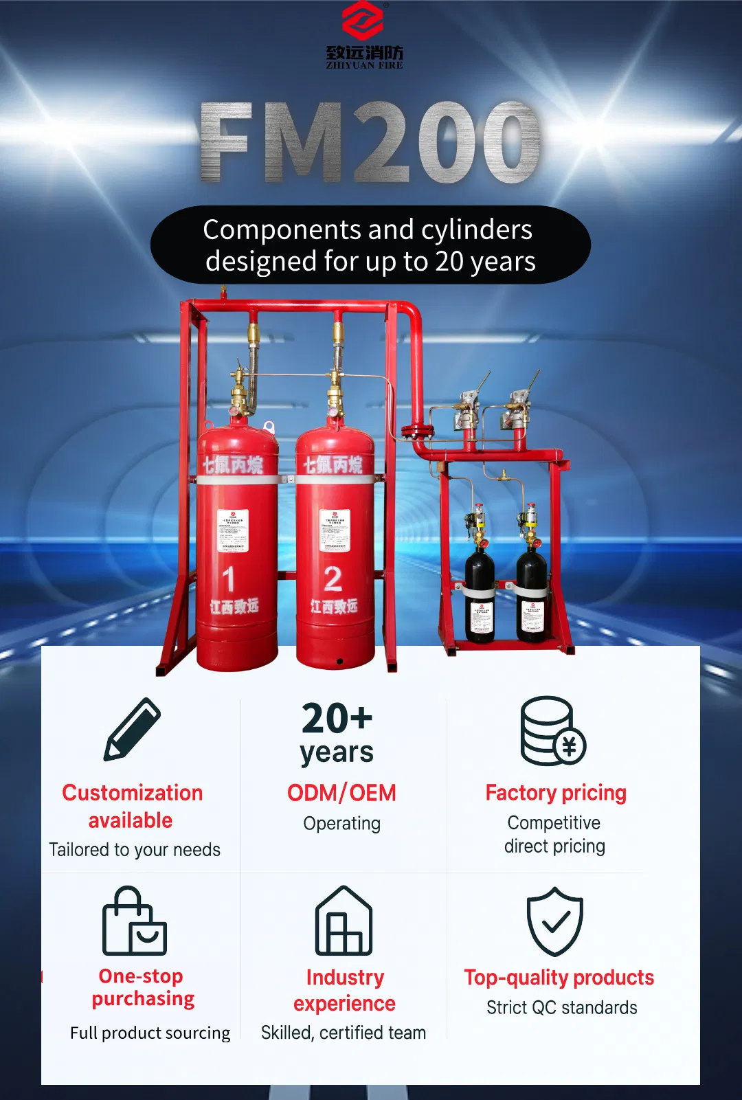 FM200 Sistema Automático de Supressão de Incêndio para Proteção de Sala de Controle