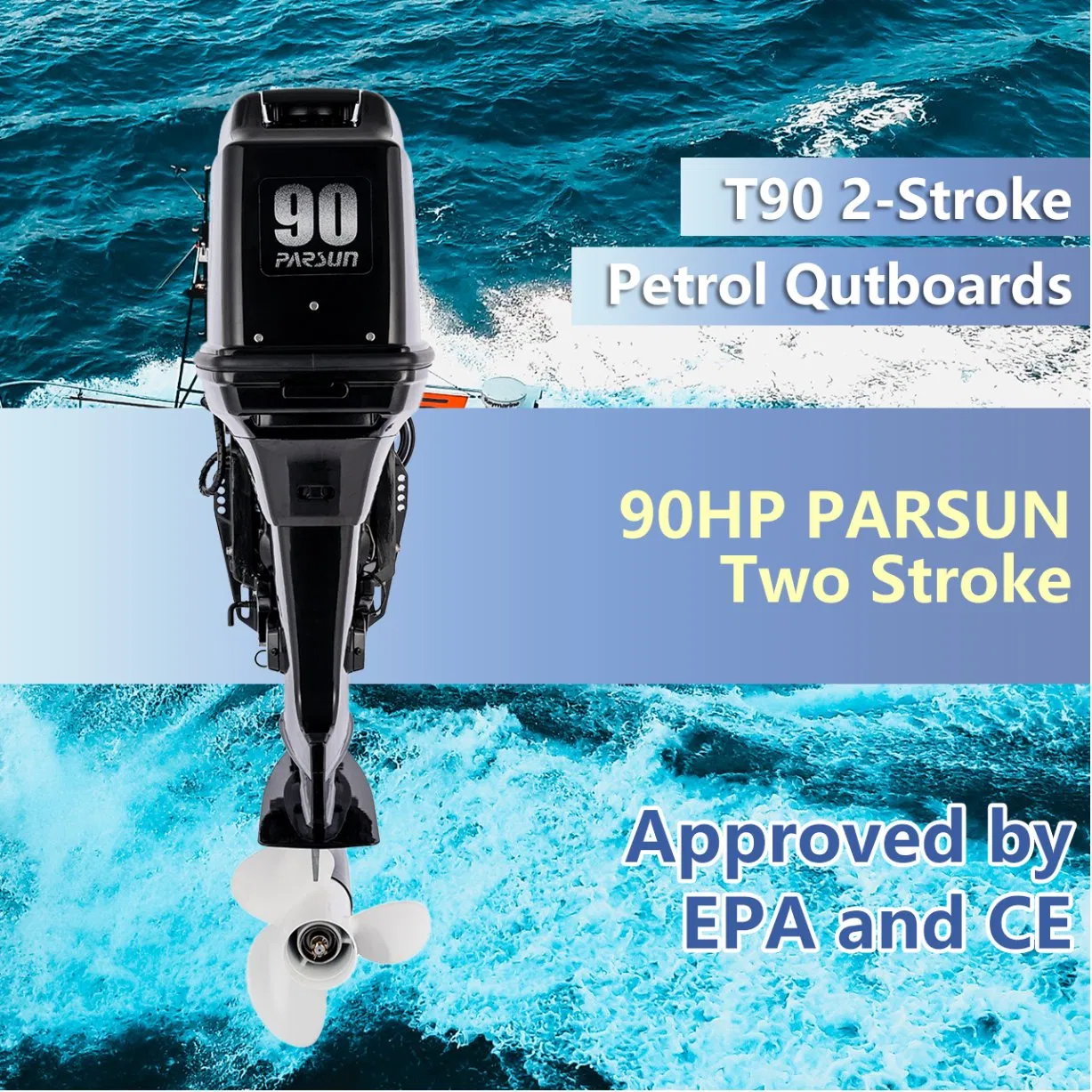 90 HP 2-Stroke Motor de Barco de Velocidade Fora de Bordo Novo Condição Sistema de Controle Remoto Partida Manual CDI 2 Cilindros