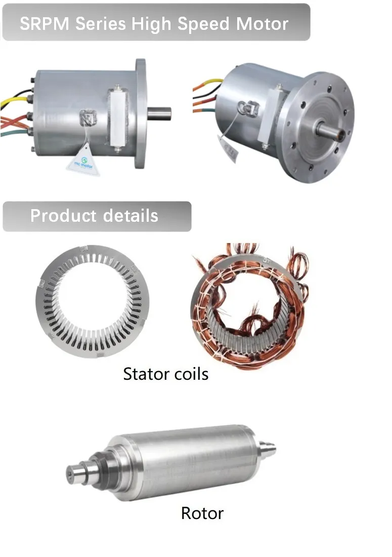 3-Phase 25kw 12000rpm Motor Elétrico Industrial Brushless Pmsm com Resfriamento a Óleo Industrial
