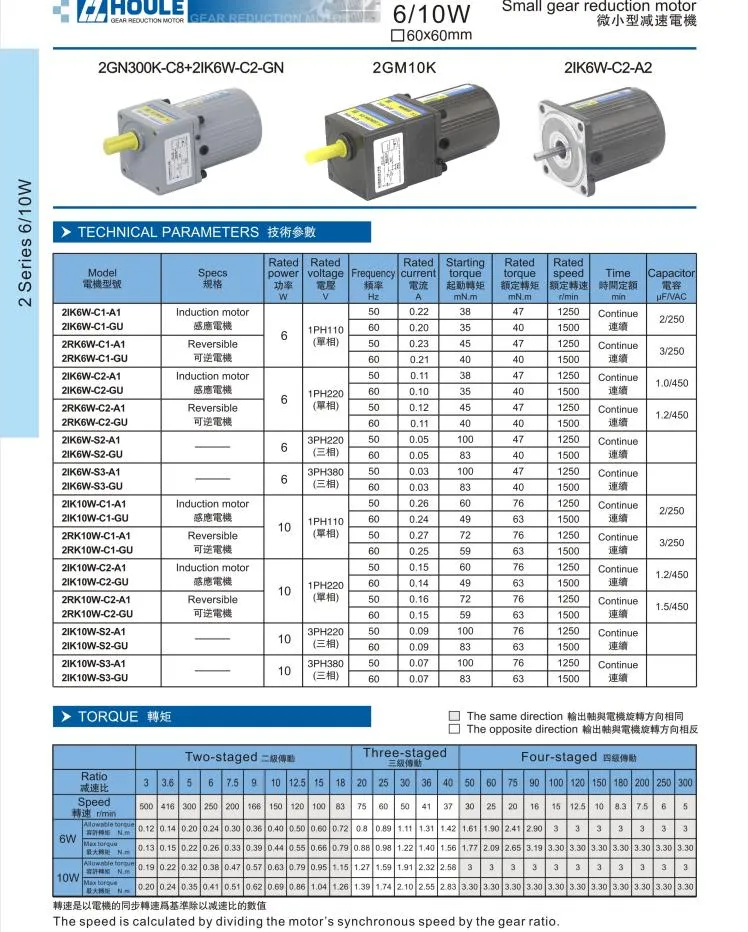 Especificações do Produto Motor de Redução de Engrenagem