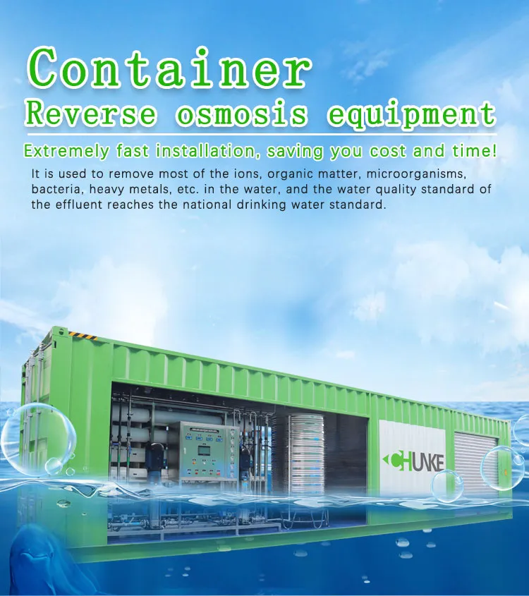 Planta de Dessalinização de Água Marinha Sistema de Água Dessalinizada Containerizado
