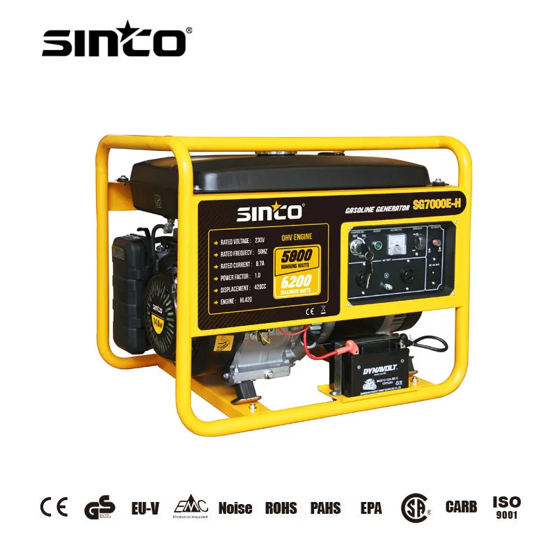 5.8kw 7kw Gerador a Gasolina 240V 230V Sistema de Partida Elétrica Silencioso