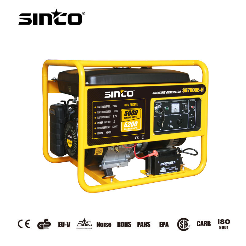 5.8kw 7kw Gerador a Gasolina 240V 230V Sistema de Partida Elétrica Silencioso