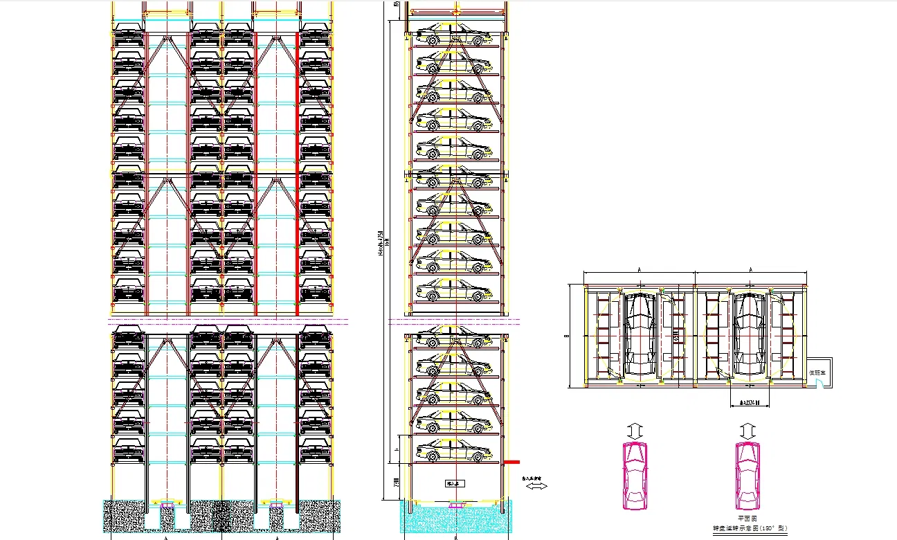 Esquema Técnico do Sistema de Estacionamento Vertical