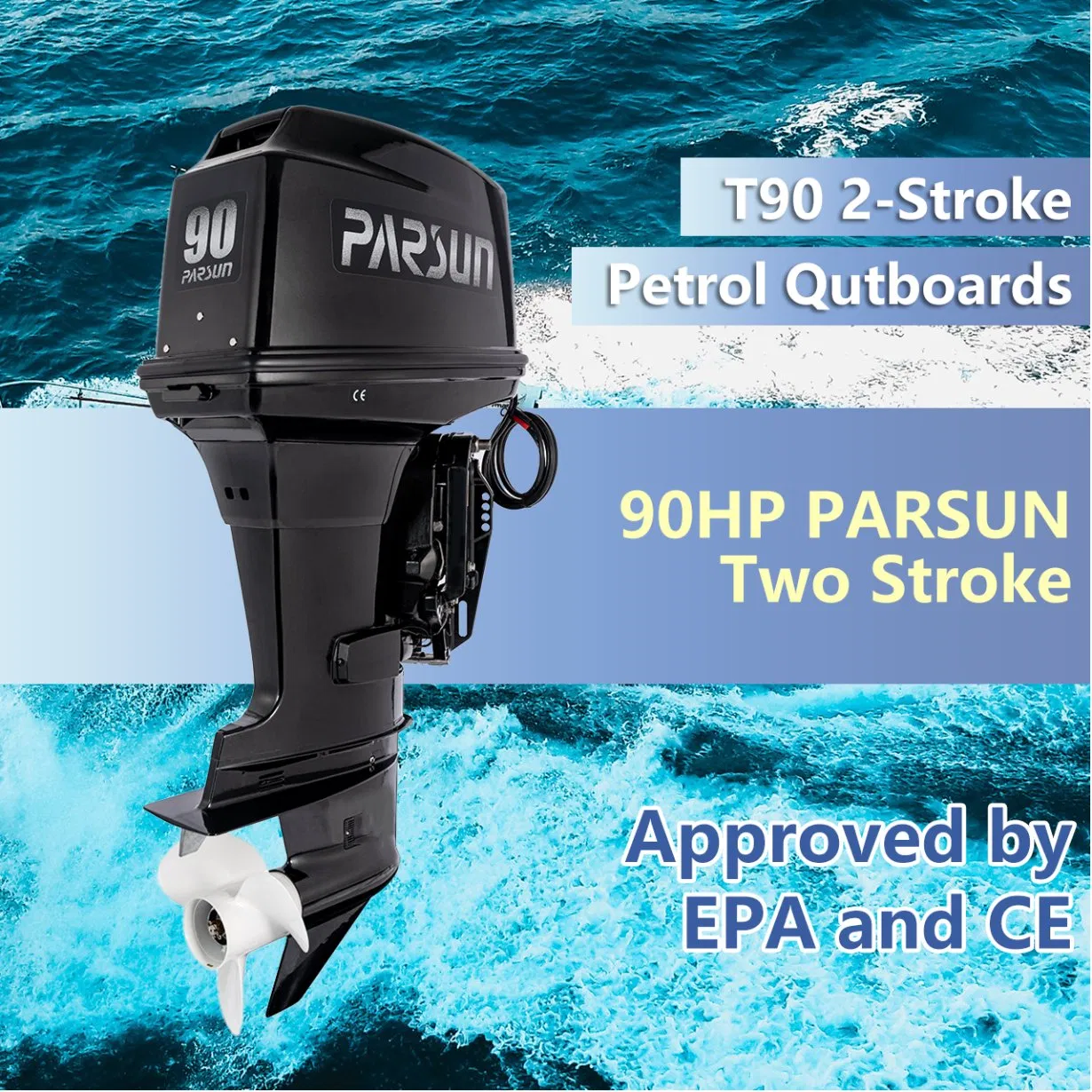 90 HP 2-Stroke Motor de Barco de Velocidade Fora de Bordo Novo Condição Sistema de Controle Remoto Partida Manual CDI 2 Cilindros