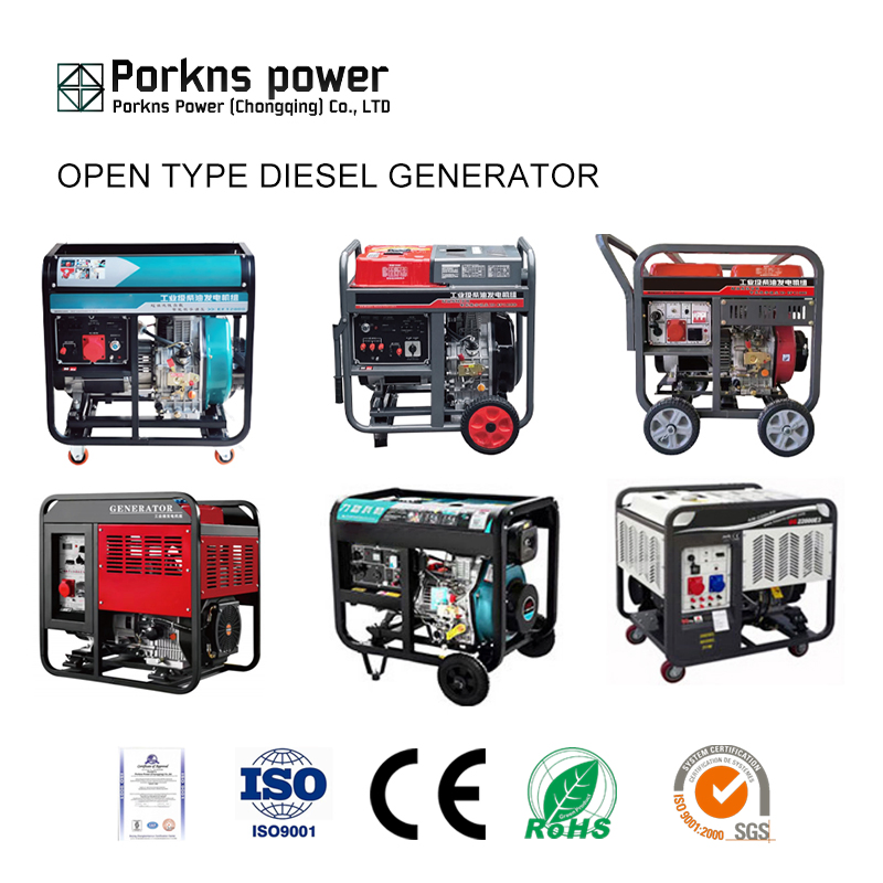 Gerador Diesel Pequeno Sistema Trifásico Kipor Porkns Power 6.5kVA 12kVA 10kw 15kVA 16kVA 20kw
