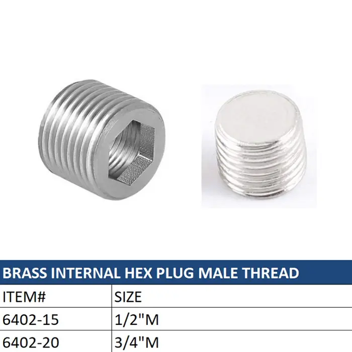 Wholesale Male Thread Brass Internal Hex Plug for Secure Pipe Closure Manufacturers, Factory