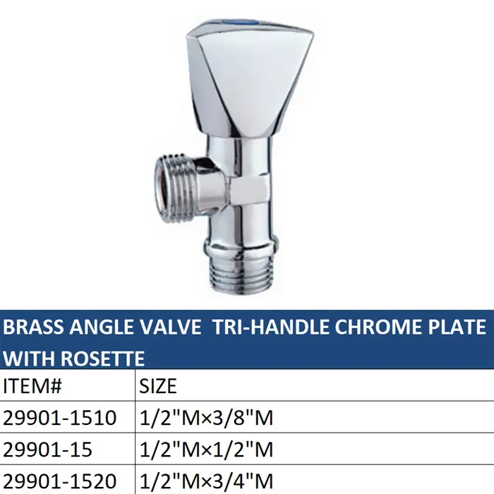 Wholesale Brass Angle Valve with Tri - Handle, Chrome Plate and Rosette Factory, Supplier