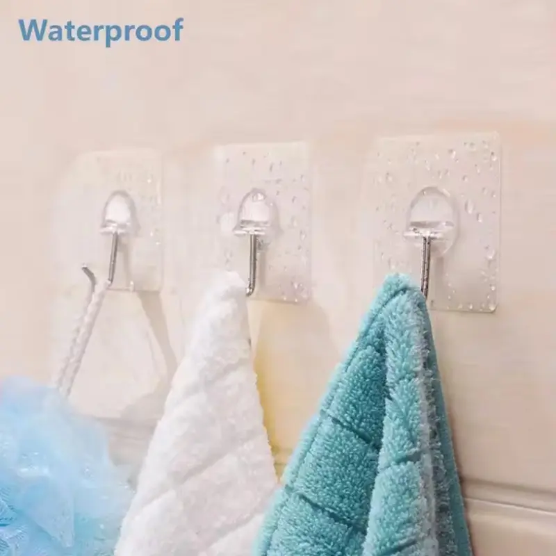Wholesale Plastic Transparent Waterproof Bathroom Kitchen Wall Adhesive Hook Manufacturers, Factories