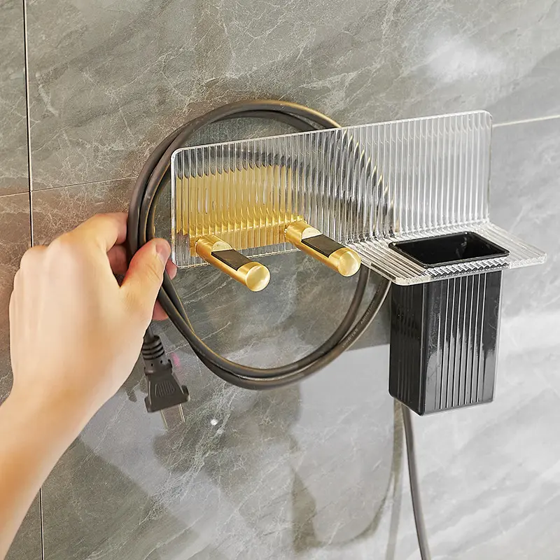 Acrylic hair dryer storage rack wall mounted installation