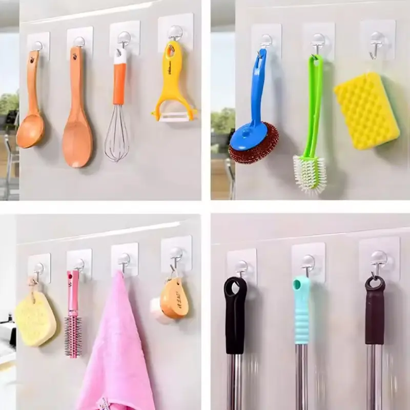 Wholesale Plastic Transparent Waterproof Bathroom Kitchen Wall Adhesive Hook Manufacturers, Factories