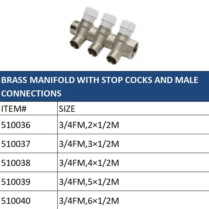 High-Quality Brass Linear Manifold with Male Connections - Reliable Fluid Distribution Solution Manufacturer, Factory