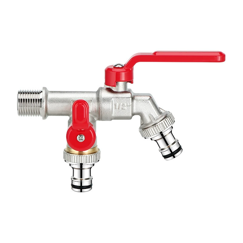 China Kitchen washing machine faucet brass double water tap Manufacturers, Supplier