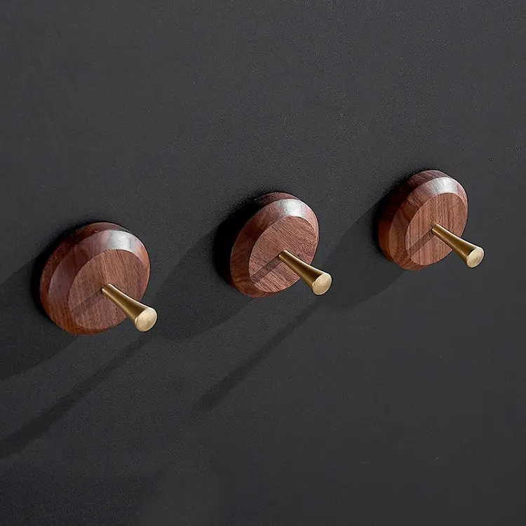 High-Quality Walnut Wood Creative Coat Hangers for Bathroom Bedroom Wall Hook Factories, Factory