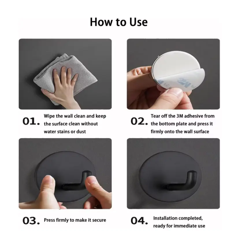 Bathroom Waterproof Stainless Steel Adhesive Hook