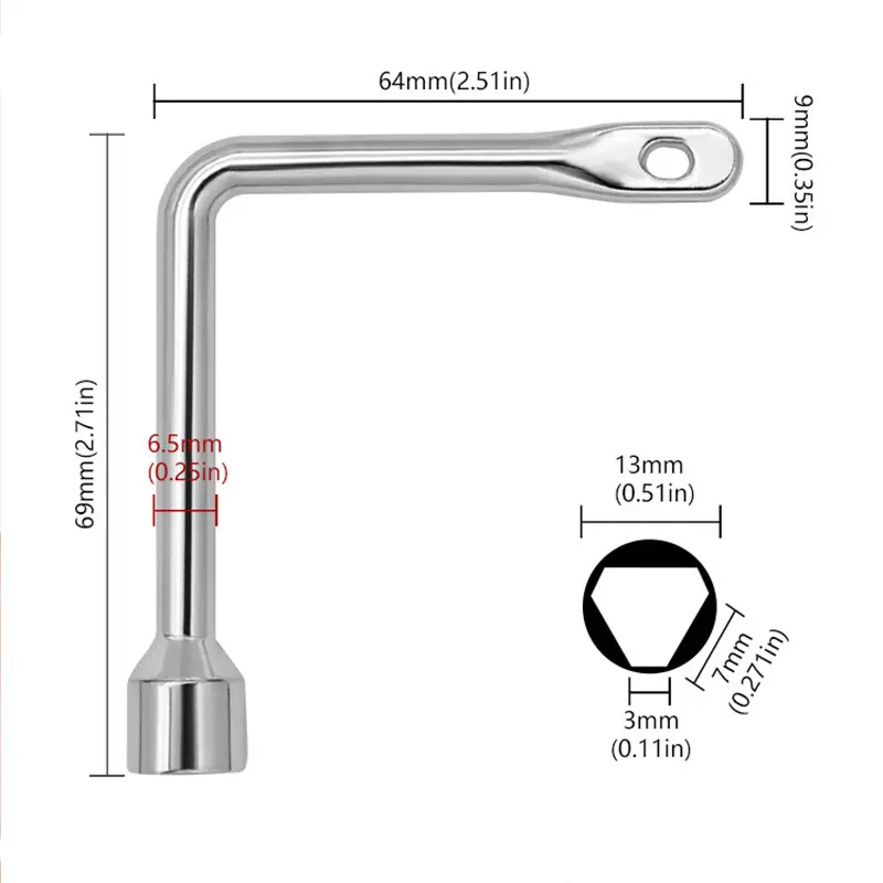 Inner Triangle Elevator Key Wrench - Professional View