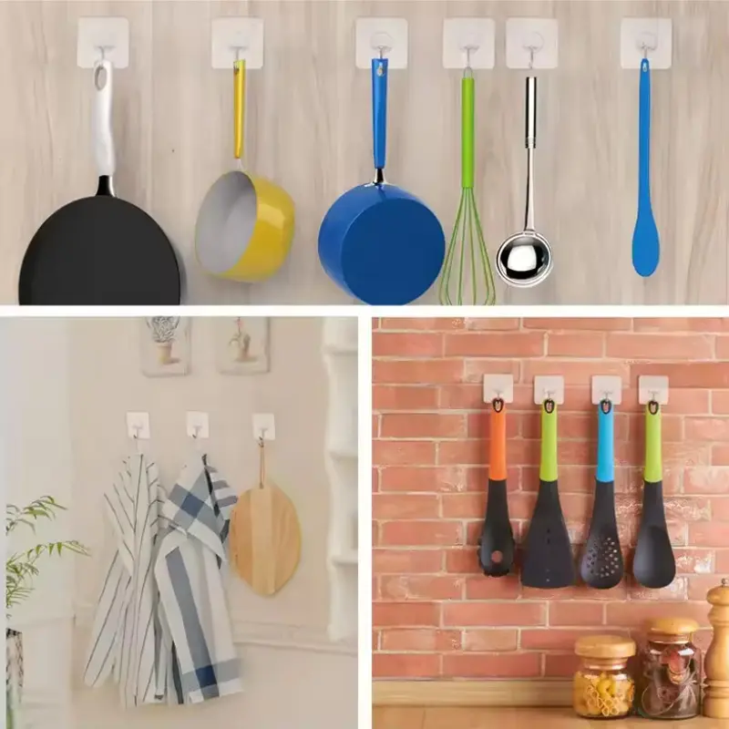 Wholesale Plastic Transparent Waterproof Bathroom Kitchen Wall Adhesive Hook Manufacturers, Factories