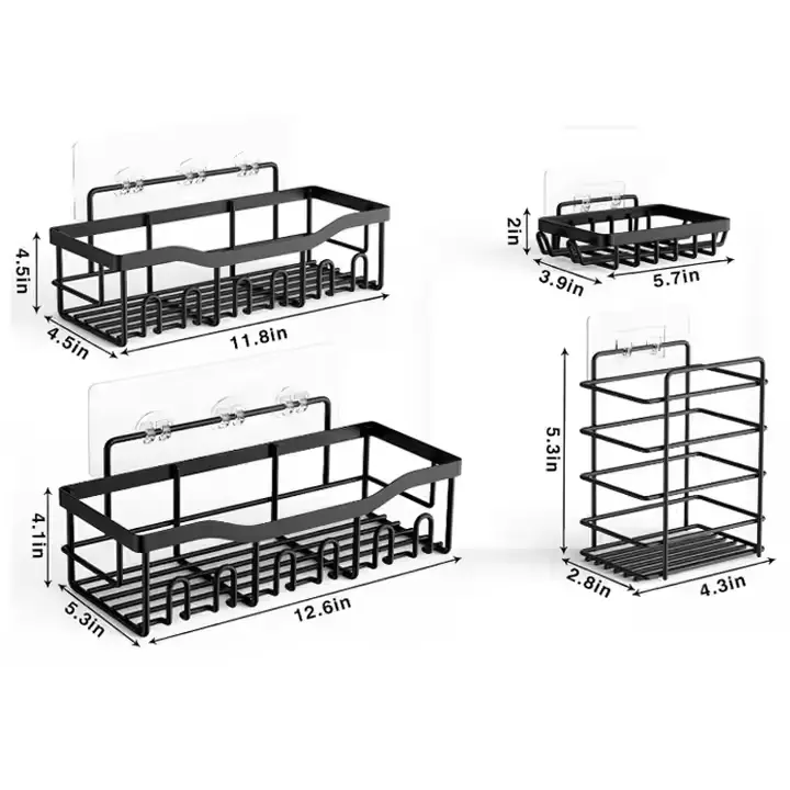 Wholesale Wall Mounted 5 Pack Metal Hanging Corner Bathroom Storage Basket set Suppliers, Supplier