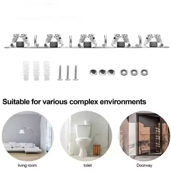 Wholesale Heavy Duty Bathroom Wall Mounted Stainless Steel Mop and Broom Hanger Manufacturer, Factories