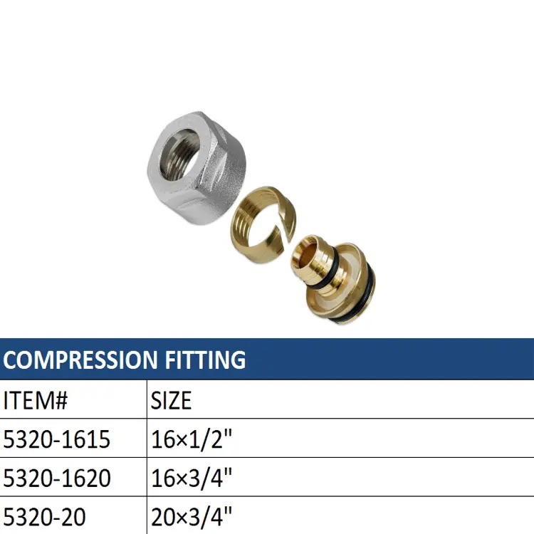 High-Quality Versatile Compression Fittings 16x1/2 16x3/4 20x3/4 for Plumbing Needs Factories, Suppliers