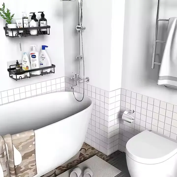 Wholesale Black Stainless Steel Bathroom Wall Mounted Shelves Shower Basket Manufacturer, Factories