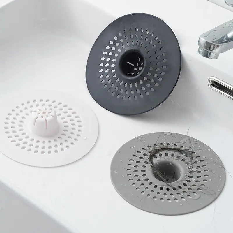 Round Silicone Floor Drain - Hair Filter and Anti-clogging Sticker