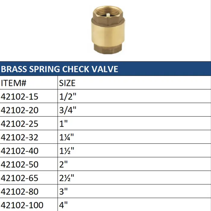 High-Quality High-Performance Brass Spring Check Valve: Reliable Backflow Prevention for Fluid Systems Manufacturers, Factory
