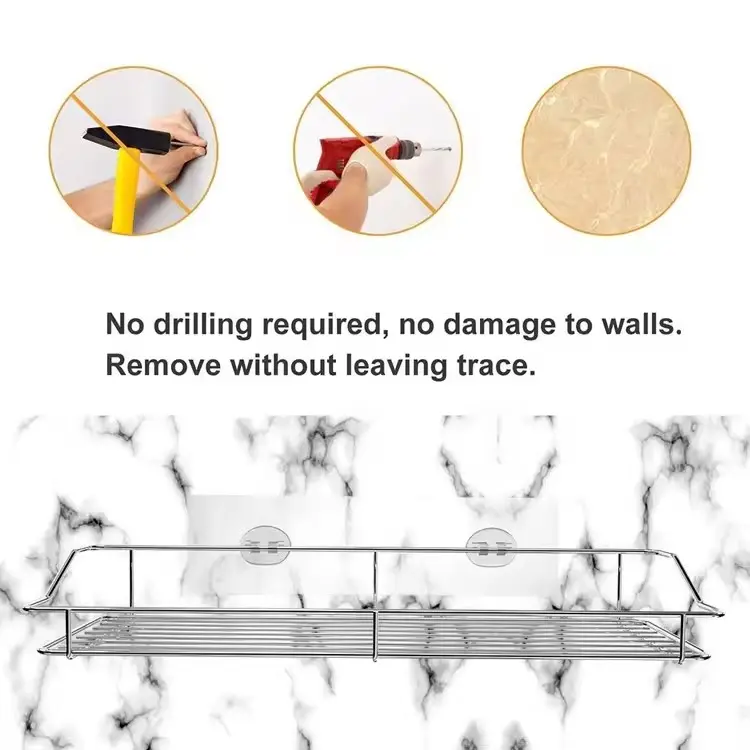 Wholesale bathroom Stainless Steel wall mounted Adhesive shelf Storage Racks Factories, Factory