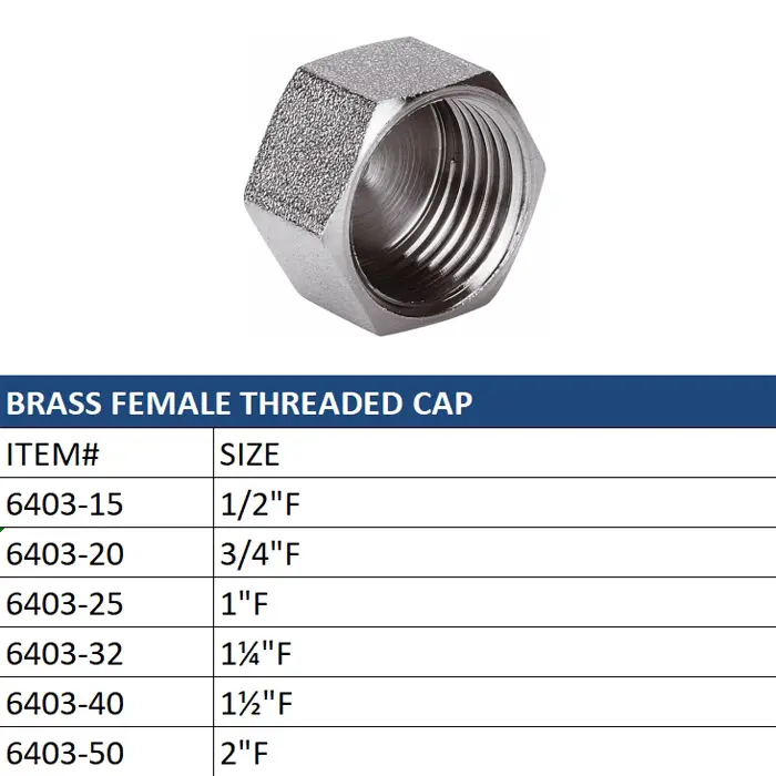 China Brass Female Threaded Cap: Reliable Pipe End Sealing Solution Factories, Suppliers