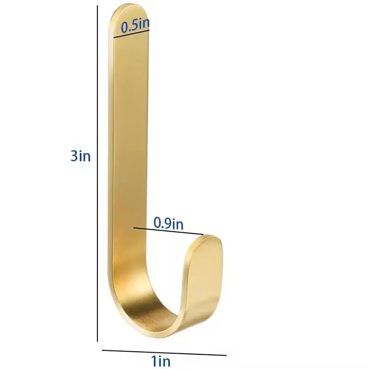 Self-Adhesive Matte Brass Heavy Duty Copper Wall Hooks For Door Wall - Front View