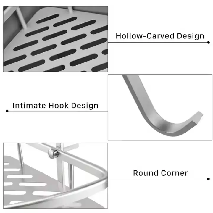 High-Quality Bathroom Kitchen Corner Wall Shelf 3 Layers Triangular Shower Caddy Bathroom corner shelf. Manufacturer, Supplier