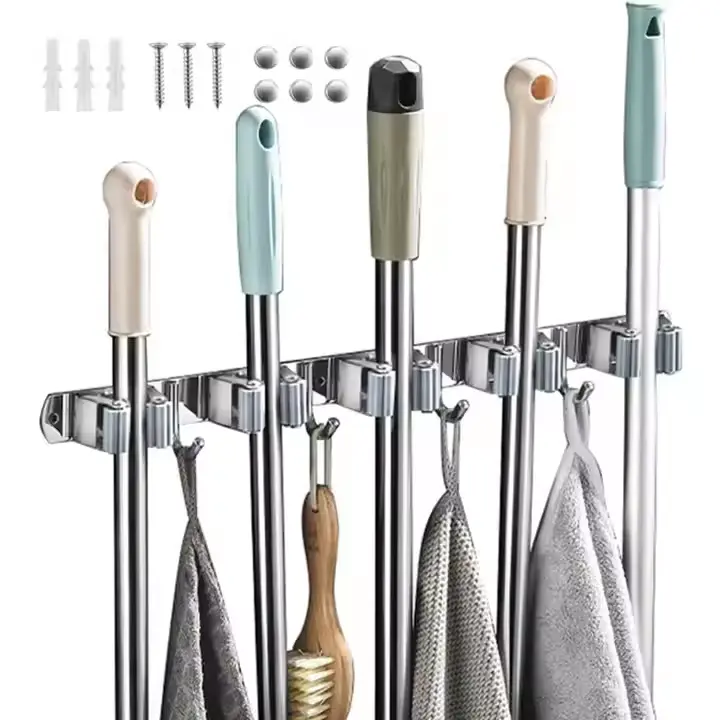 Wholesale Heavy Duty Bathroom Wall Mounted Stainless Steel Mop and Broom Hanger Manufacturer, Factories