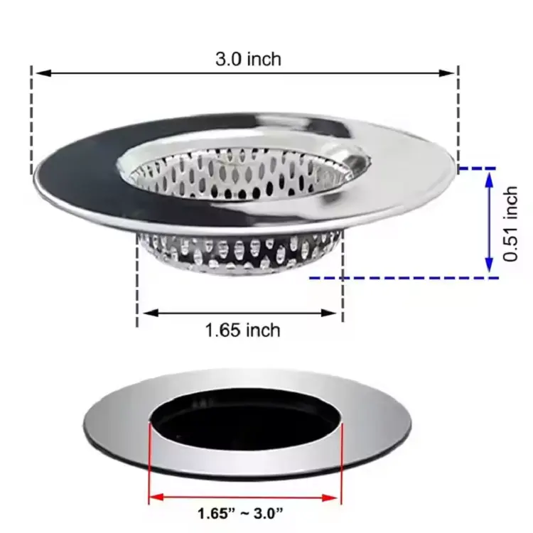 Wholesale Bathtub Drain Strainers Shower Stainless Steel Hair Catcher Manufacturers, Suppliers