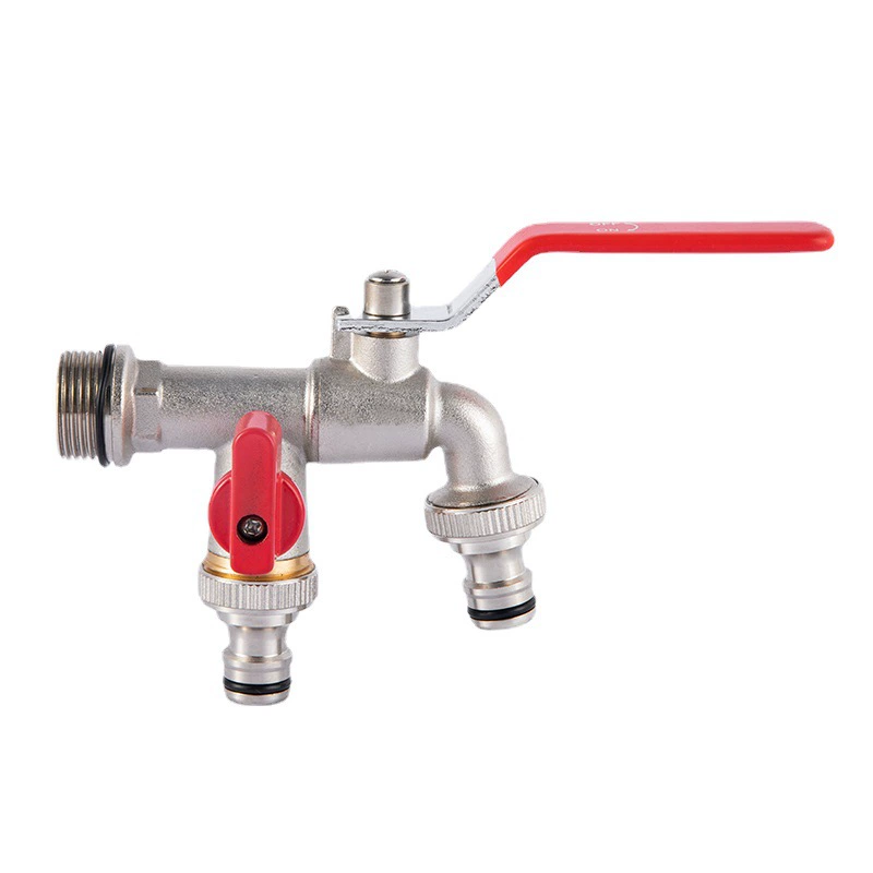 China Kitchen washing machine faucet brass double water tap Manufacturers, Supplier