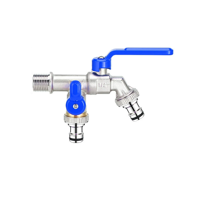 China Kitchen washing machine faucet brass double water tap Manufacturers, Supplier
