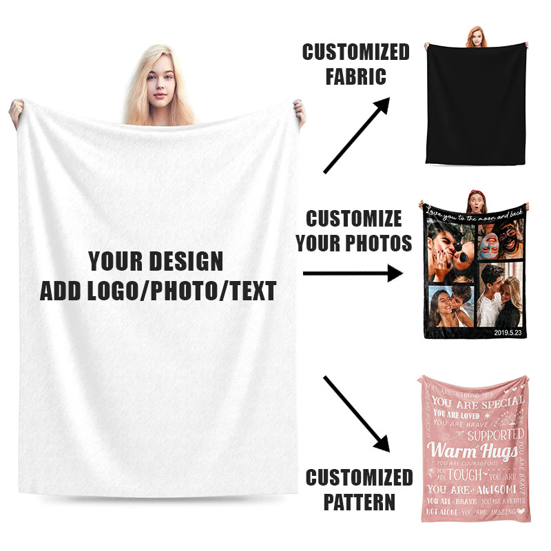 OEM Factory Custom 100% Polyester Logo Print Oversized Eco-Friendly Fleece Throw Blanket