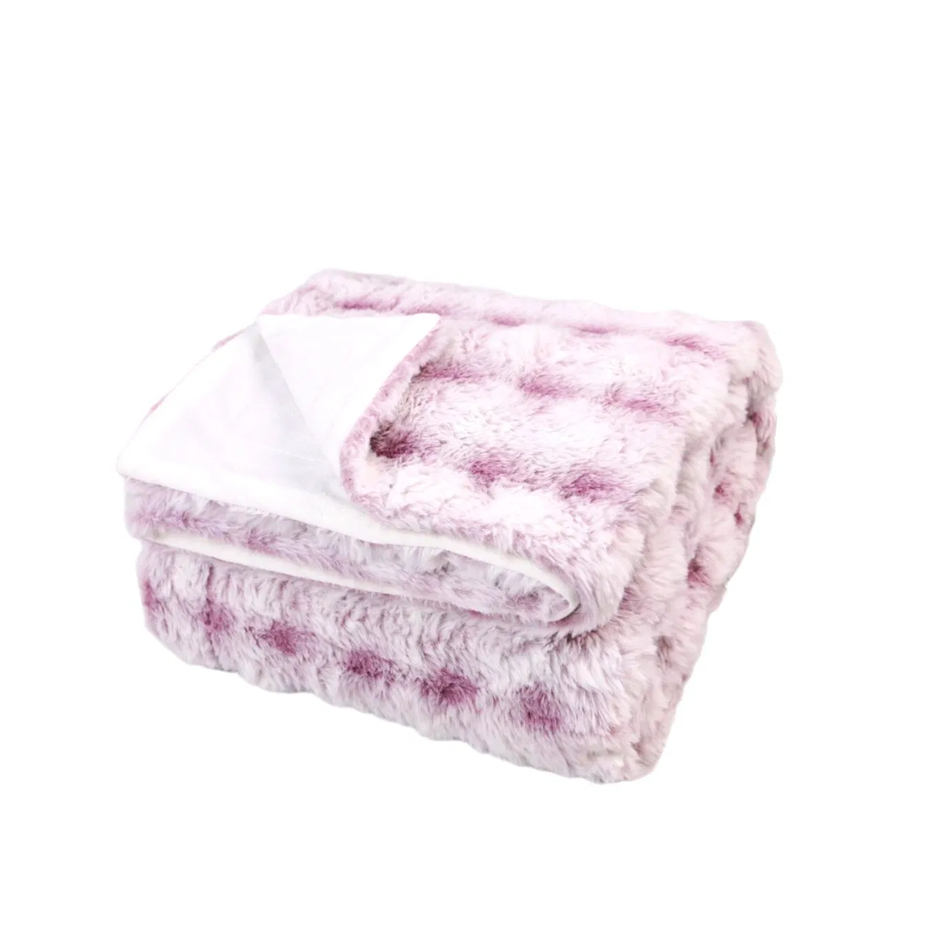 Polyester Throw Luxury Purple and White Faux Rabbit Fur Blanket