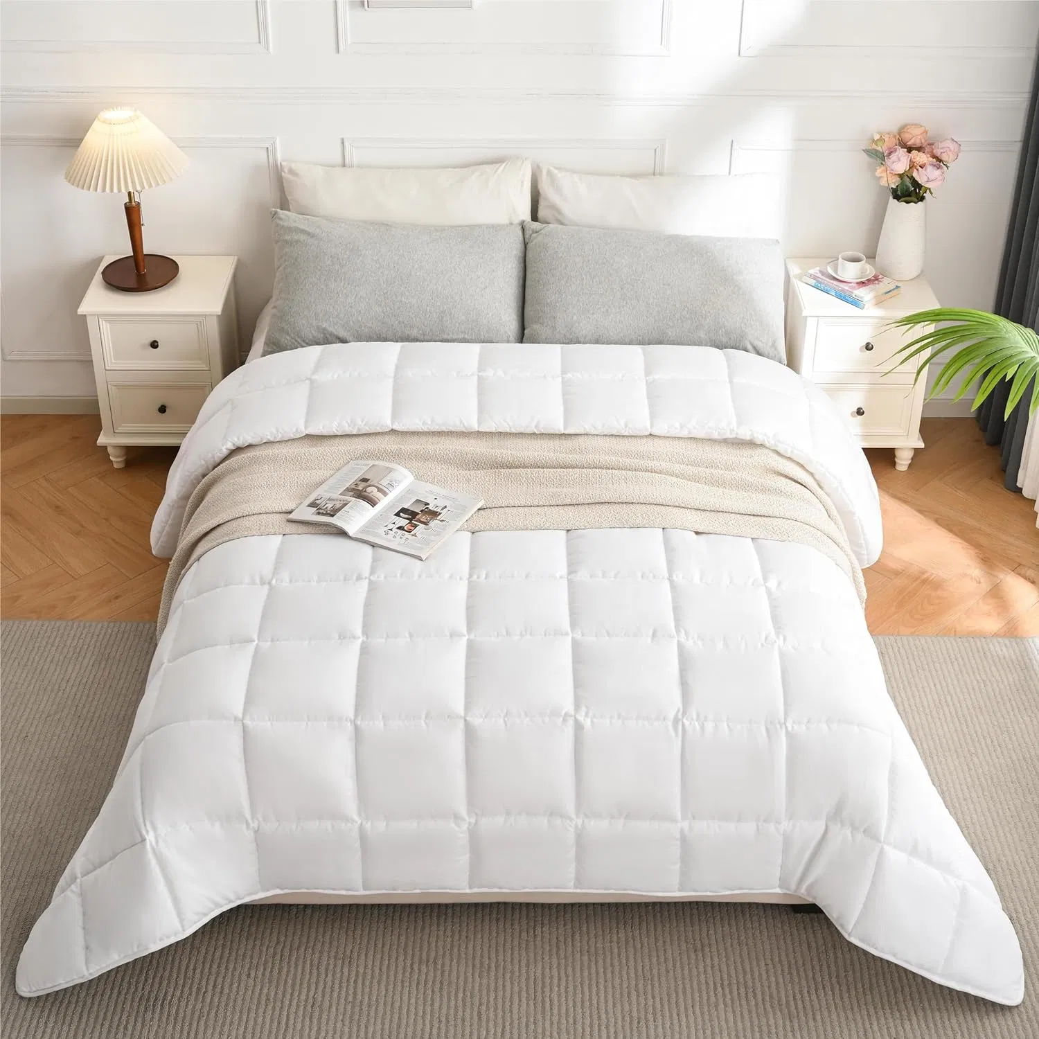 All Season Down Alternative Comforter Ultra Soft Double Brushed Microfiber Quilt Cover