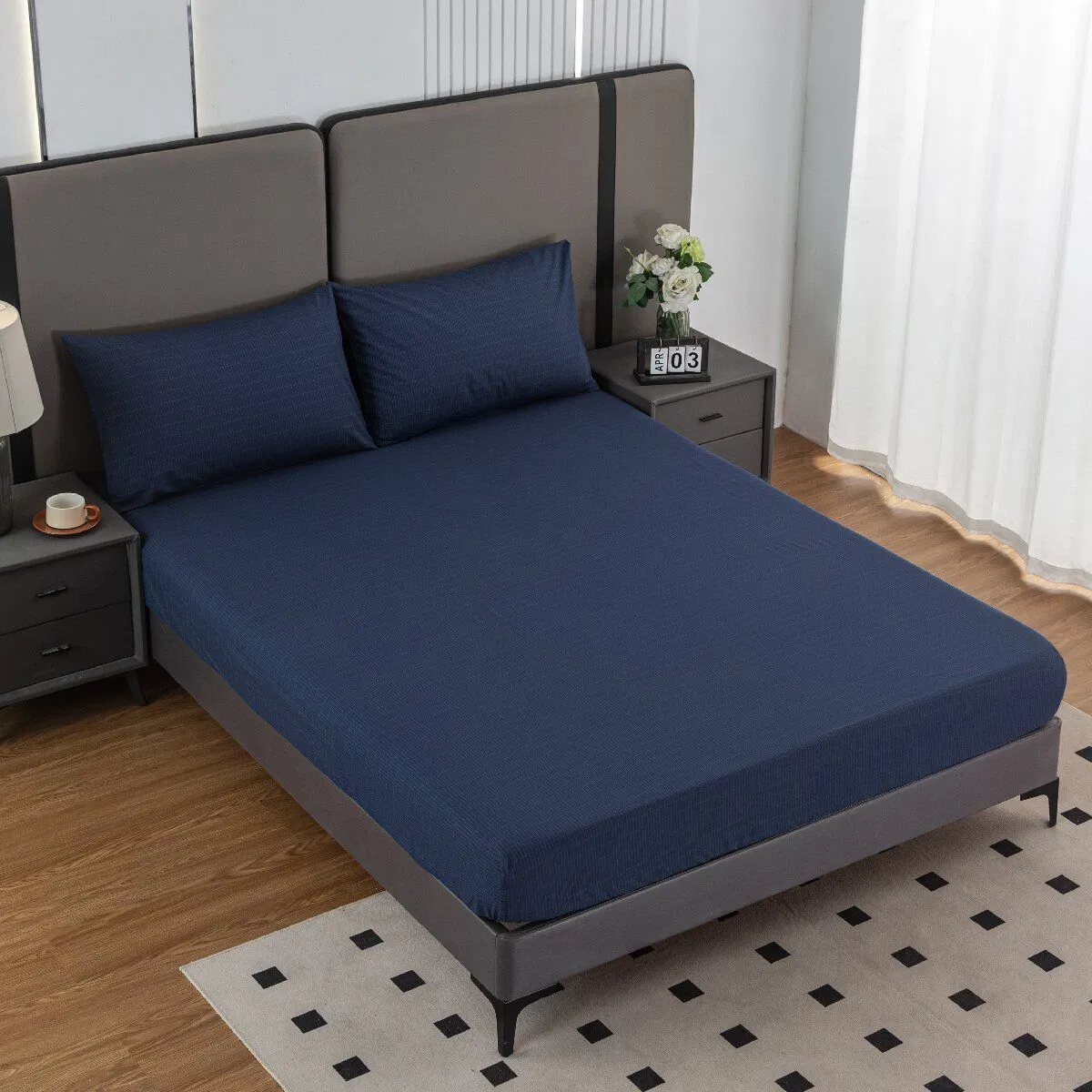 Printed Cotton Silver Antibacterial Conductive Earthing Grounding Bed Fitted Sheet